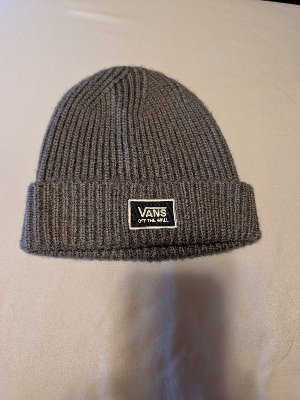 Vans Greenish Gray Ribbed Cuffed Beanie with 'Off The Wall' Patch